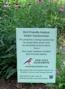 Our Bird Friendly Habitat Under Construction sign