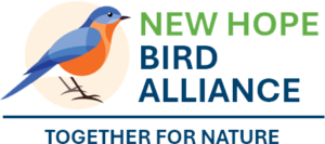 New Hope Bird Alliance sample logo, with stylized bluebird and the words New Hope Bird Alliance, Together for Nature.
